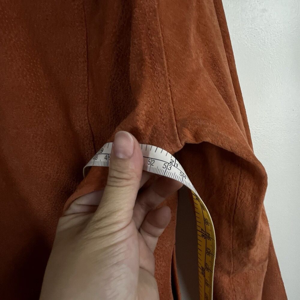 Live A Little Orange Genuine Leather Suede Jacket Large - Picture 8 of 9